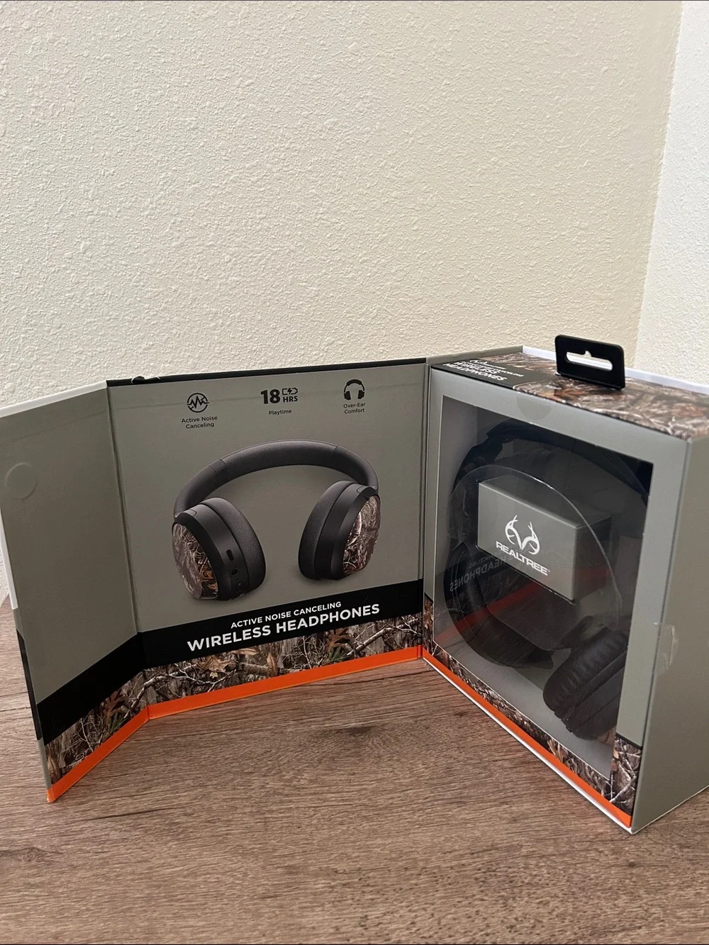 Over-Ear Wireless Headphones in Black with Camo Ear Cups